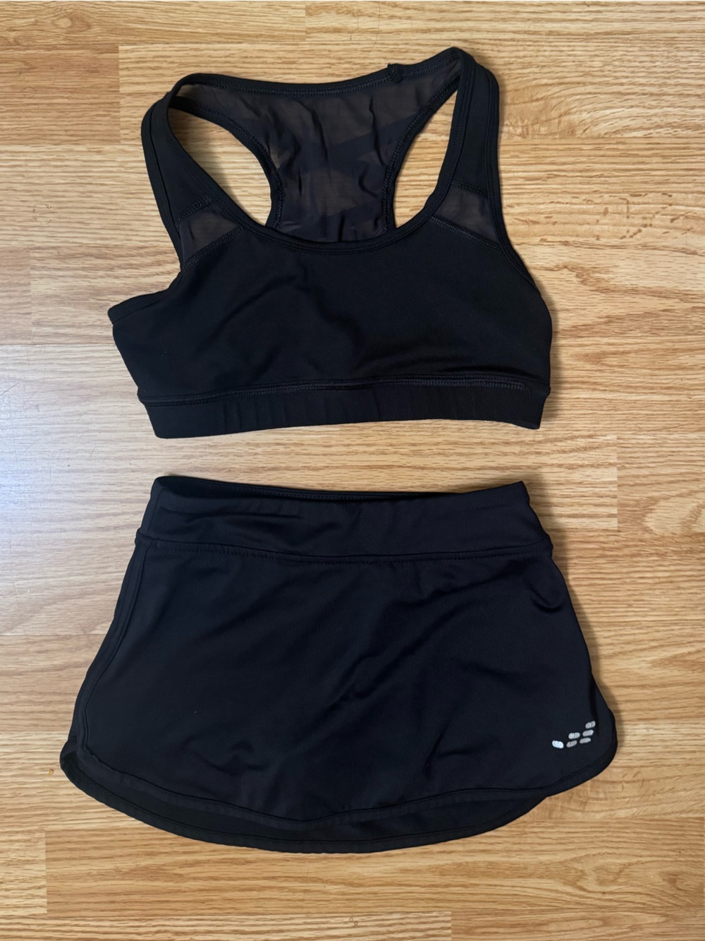 Source Unknown Black Girls Athletic Racerback Sports Bra and Skort